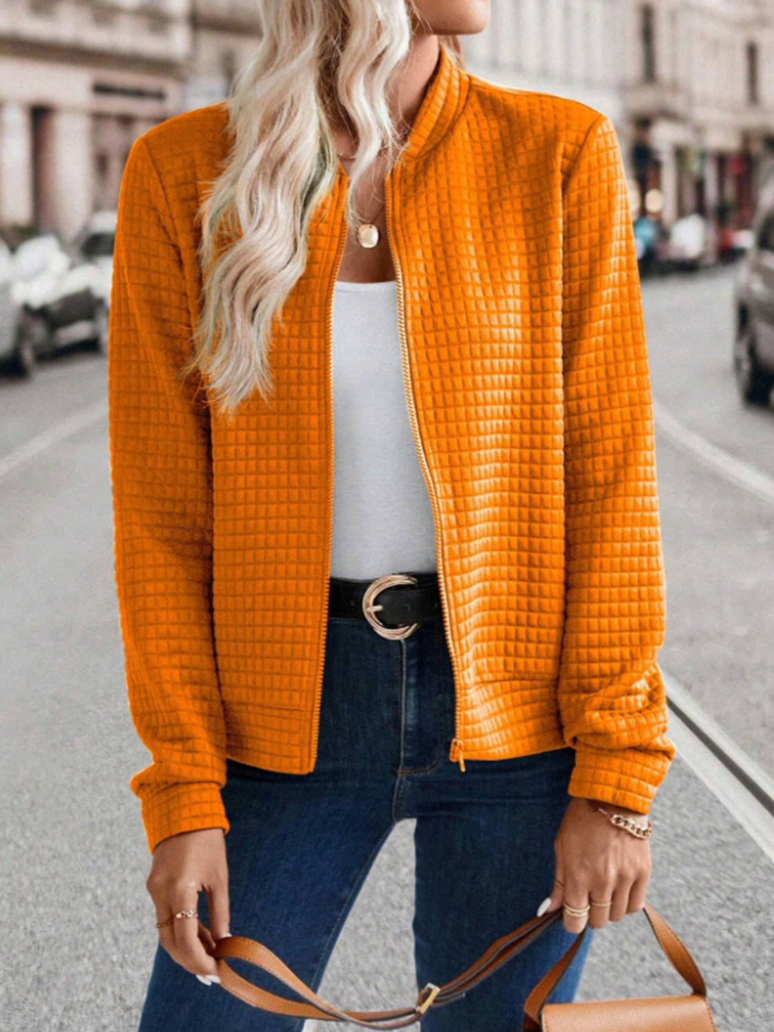 Zip Up Long Sleeve Jacket - Charming Charlie