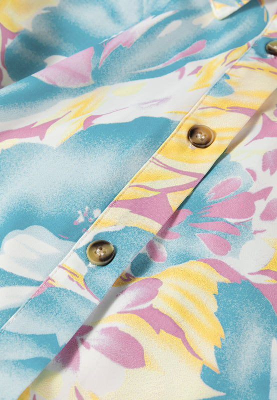 Printed Button Down Lantern Sleeve Shirt - Charming Charlie