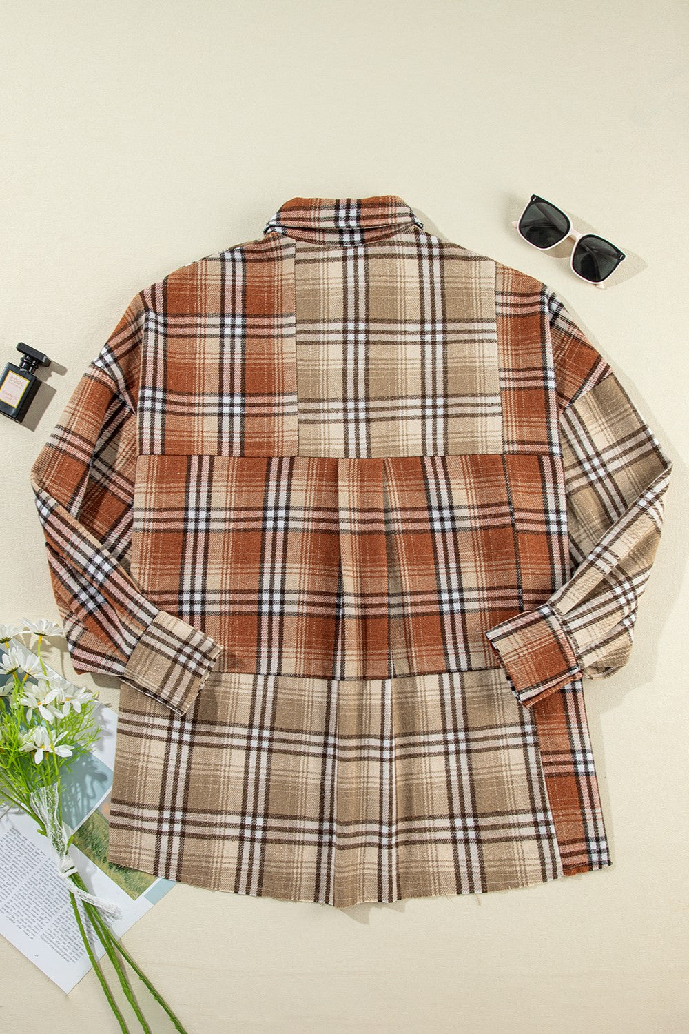 Plaid Snap Down Dropped Shoulder Shacket - Charming Charlie