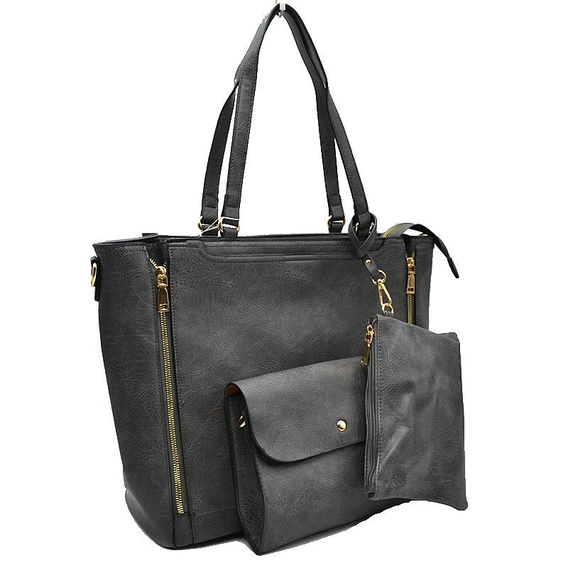3 in 1 Side Zipper Women’s Tote Handbag set - Tote Bag