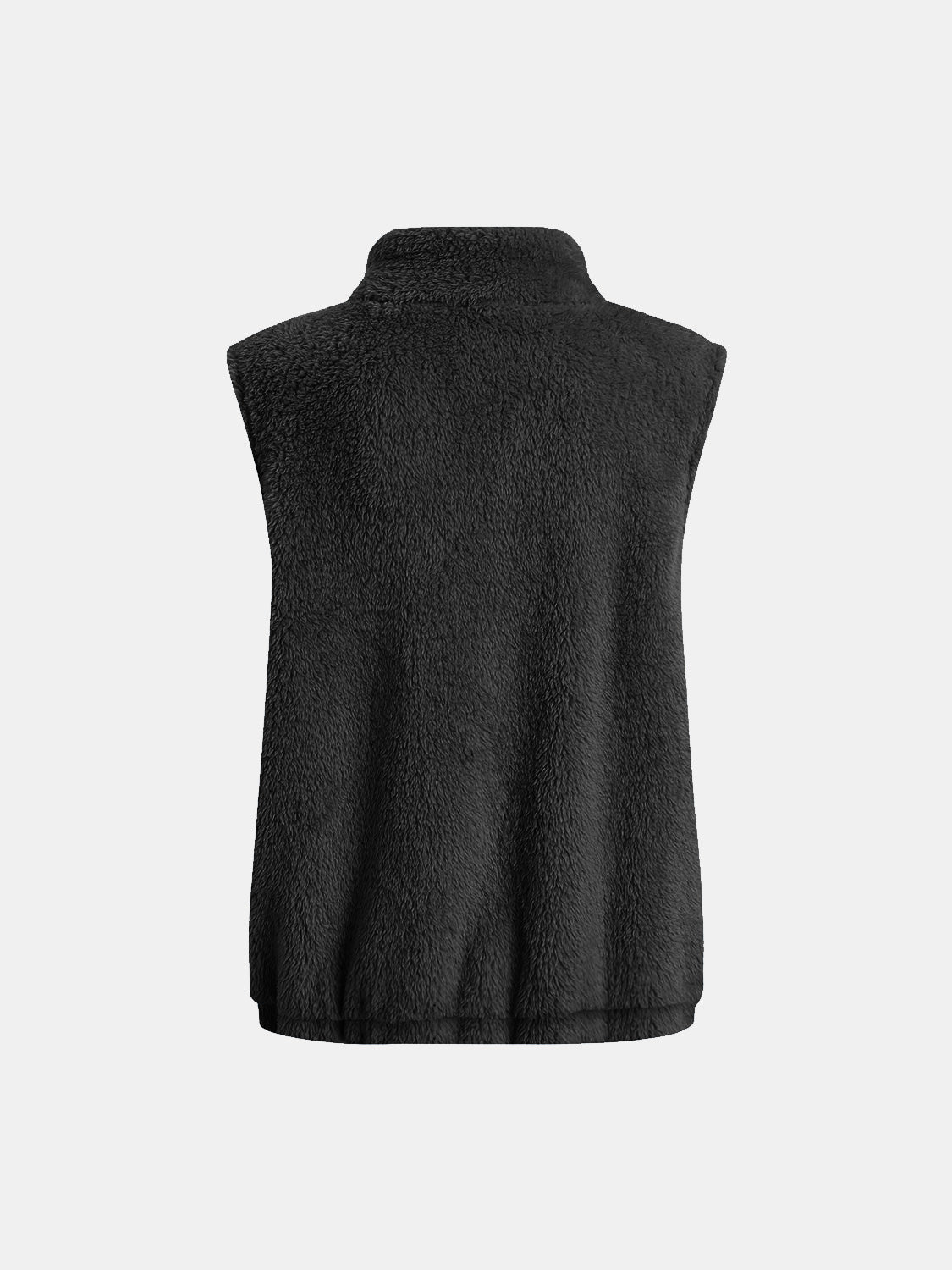 Full Size Fuzzy Zip Up Vest Coat with Pockets - Charming Charlie