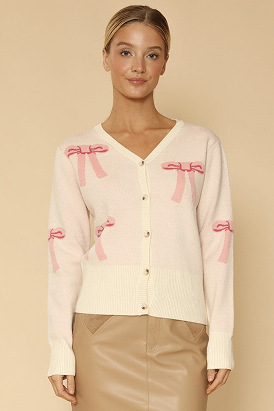 Cropped knit bow cardigan - Charming Charlie