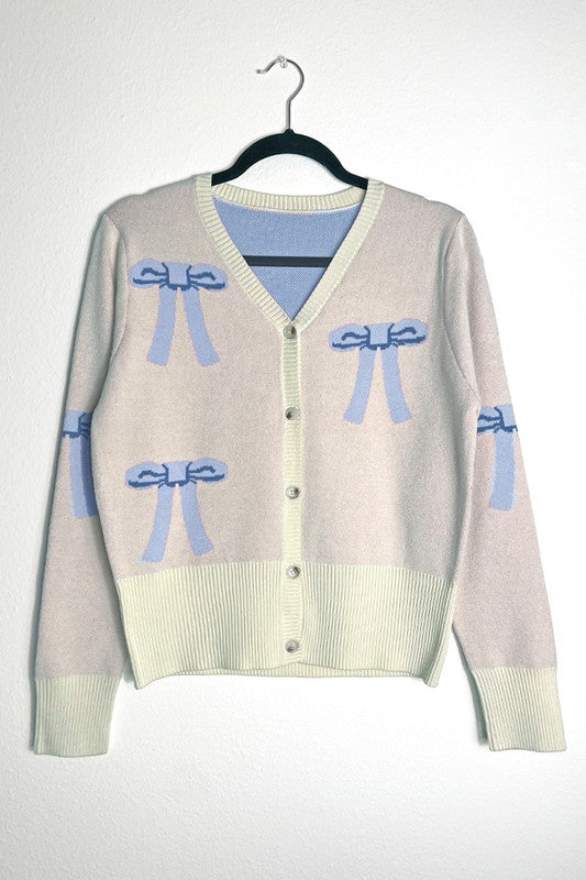 Cropped knit bow cardigan - Charming Charlie