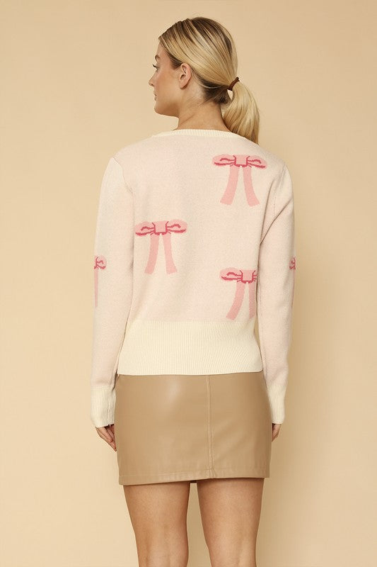 Cropped knit bow cardigan - Charming Charlie