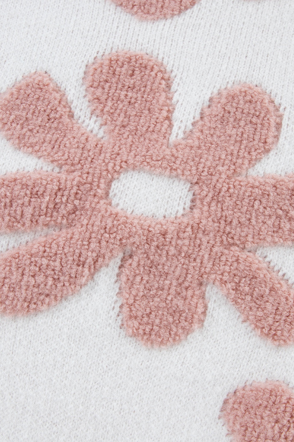Flower Round Neck Long Sleeve Knit Top - Charming Charlie