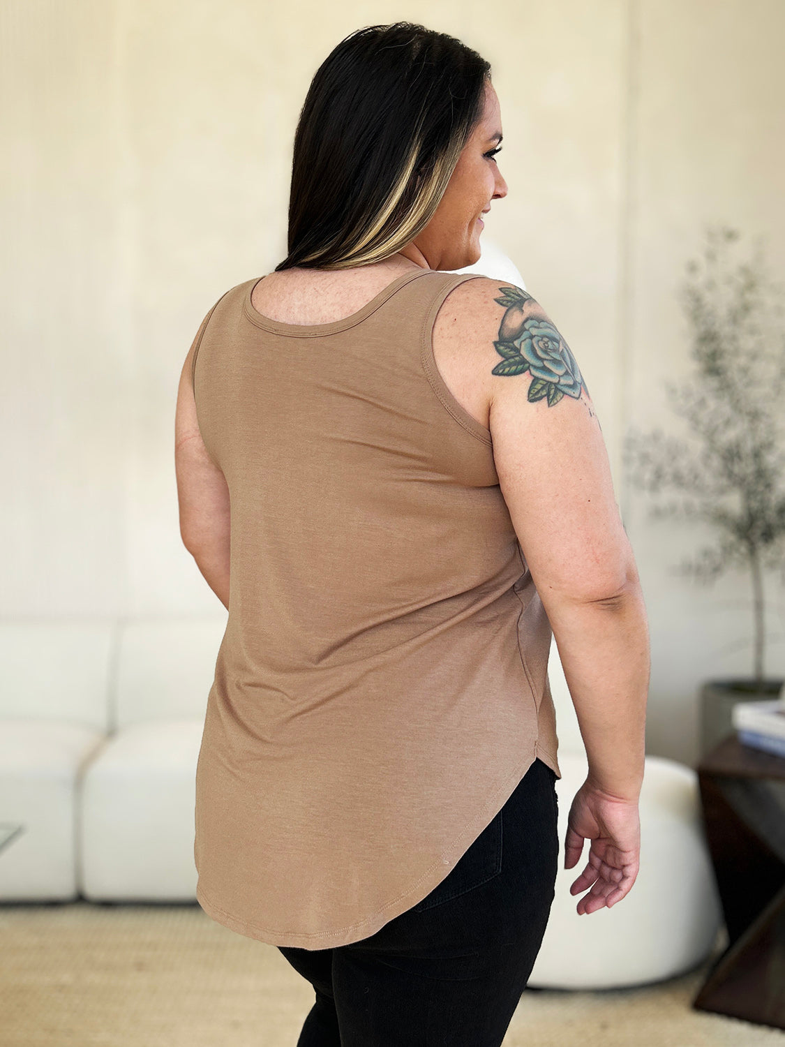Basic Bae Full Size Round Neck Curved Hem Tank - Charming Charlie