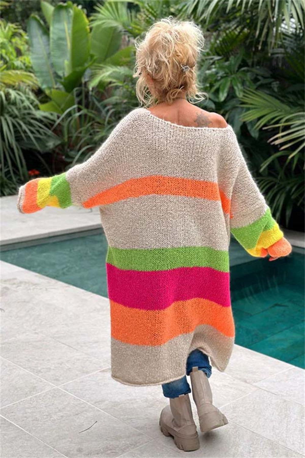 Color Block V-Neck Long Sleeve Sweater Dress - Charming Charlie