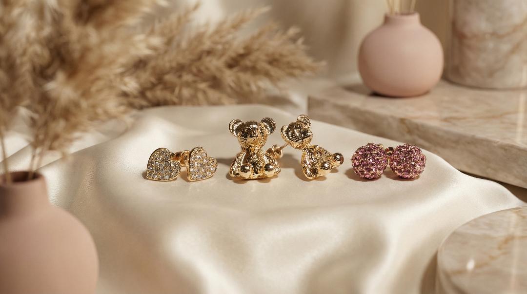 3 Pack Gold Teddy Bear Earrings - Charming Charlie