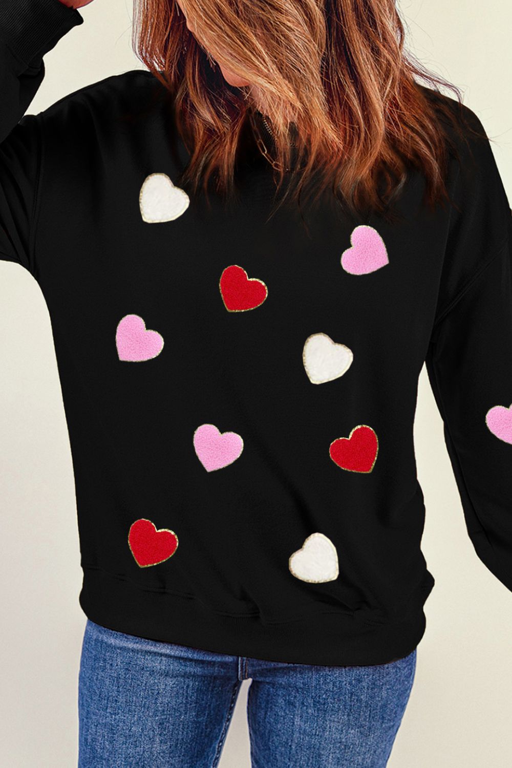 Valentine's Day Contrast Heart Long Sleeve Sweatshirt - Charming Charlie