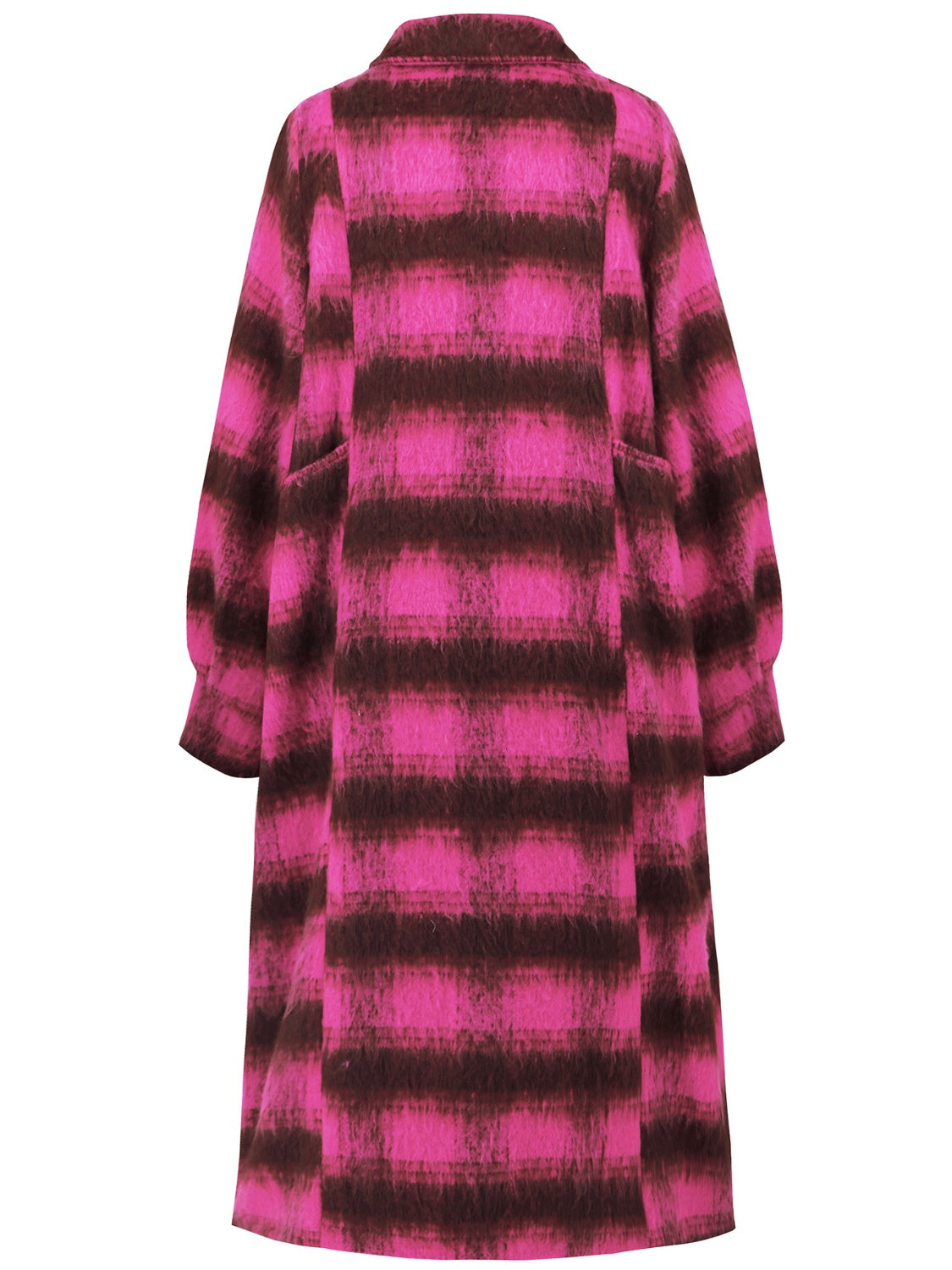 Contrast Double-Breasted Long Sleeve Longline Coat - Charming Charlie
