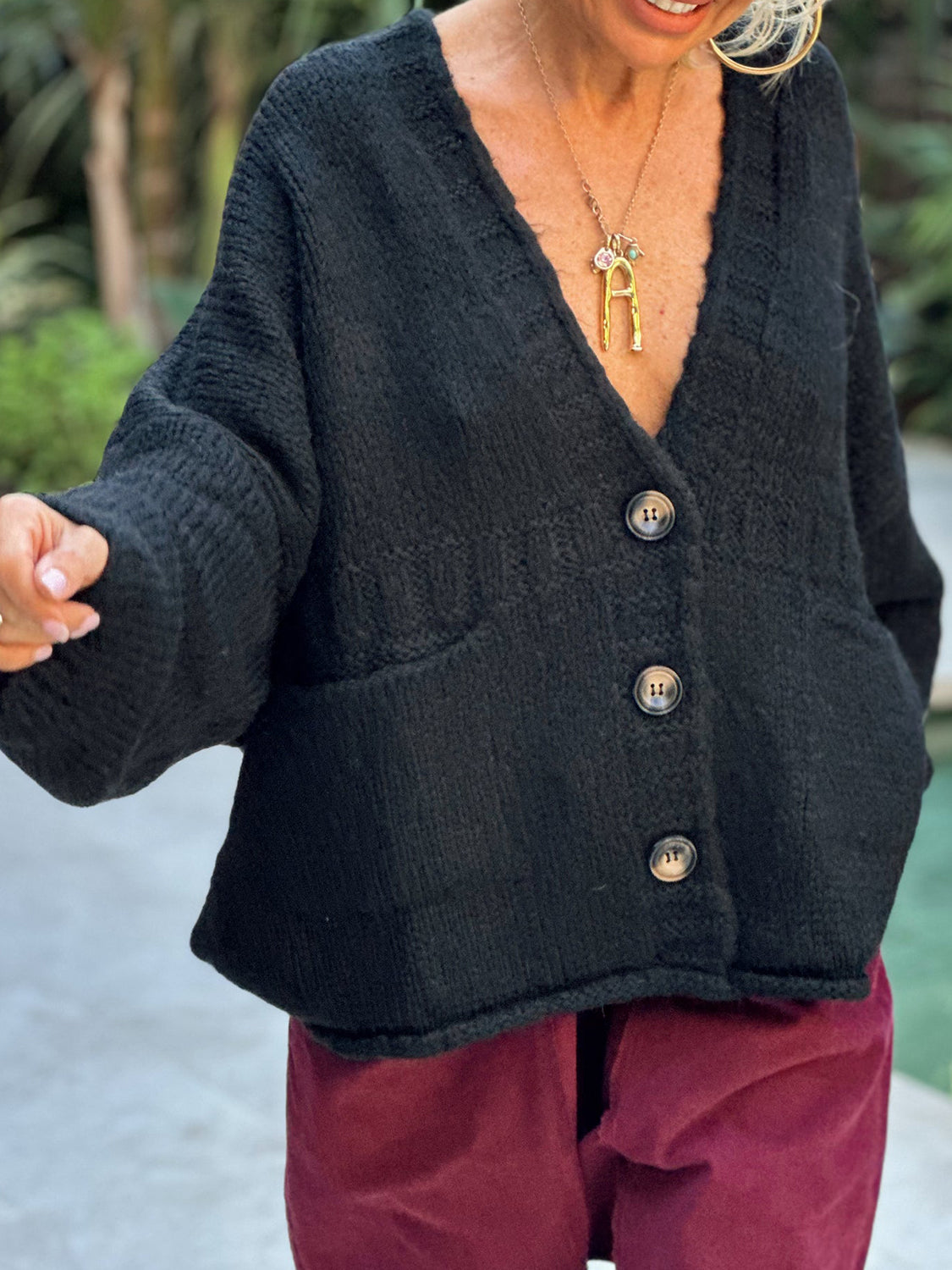 Pocketed V-Neck Button Up Cardigan - Charming Charlie