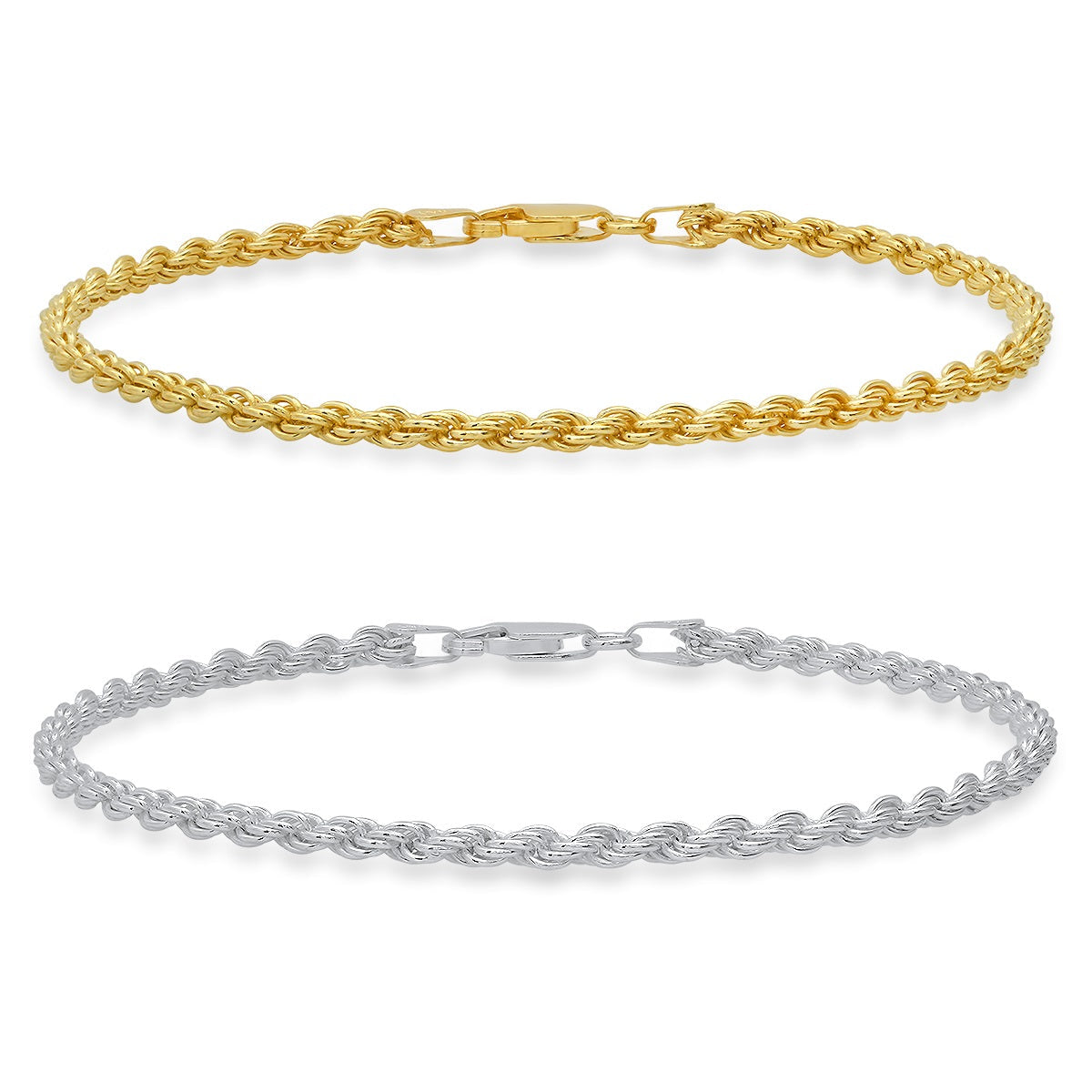Mens Sterling Silver Italian 8.5" Thick Rope Chain Bracelet - Charming Charlie