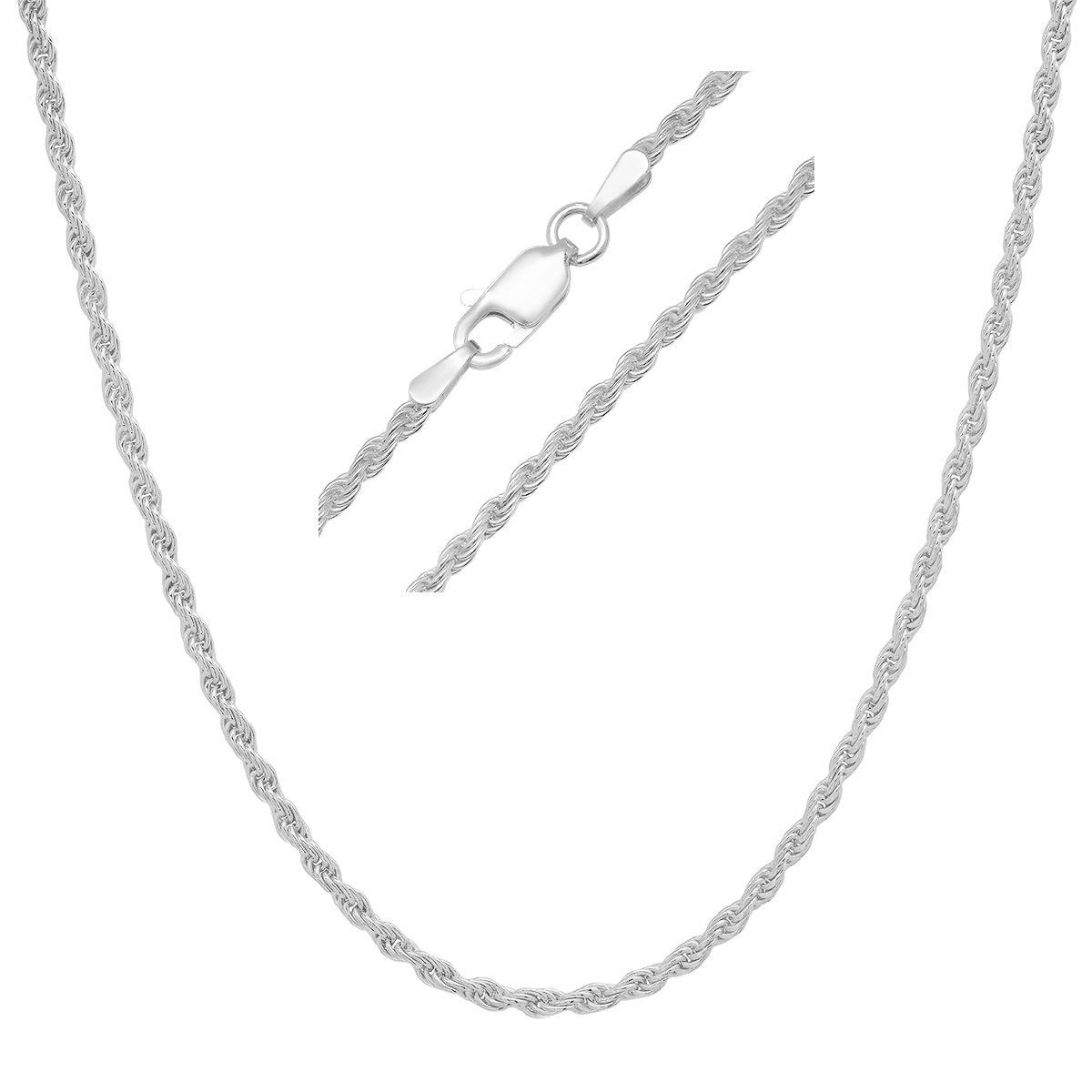 Sterling Silver Italian Unisex Rope Chain - 18"-30" - Charming Charlie