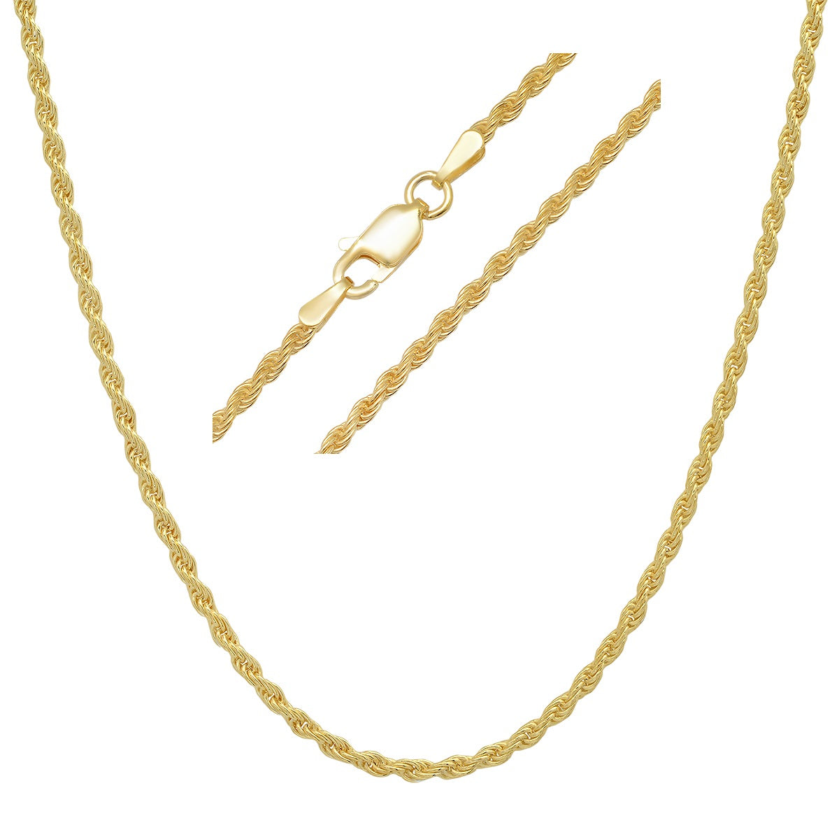 Sterling Silver Italian Unisex Rope Chain - 18"-30" - Charming Charlie