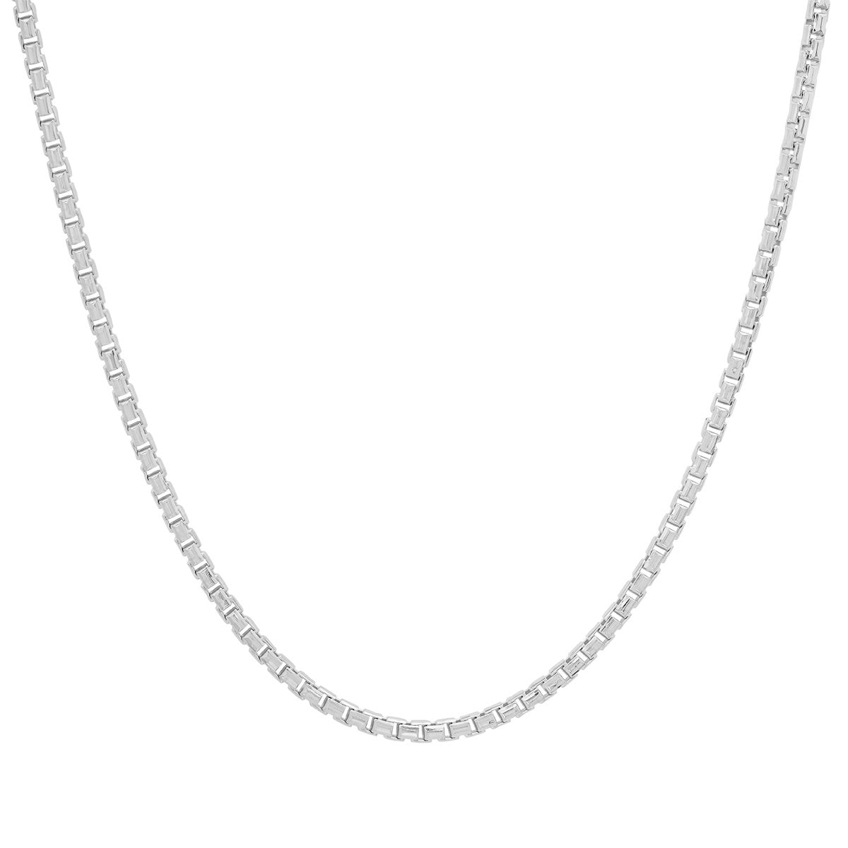 Sterling Silver Italian Unisex Round Box Chain - 18"-24" - Charming Charlie