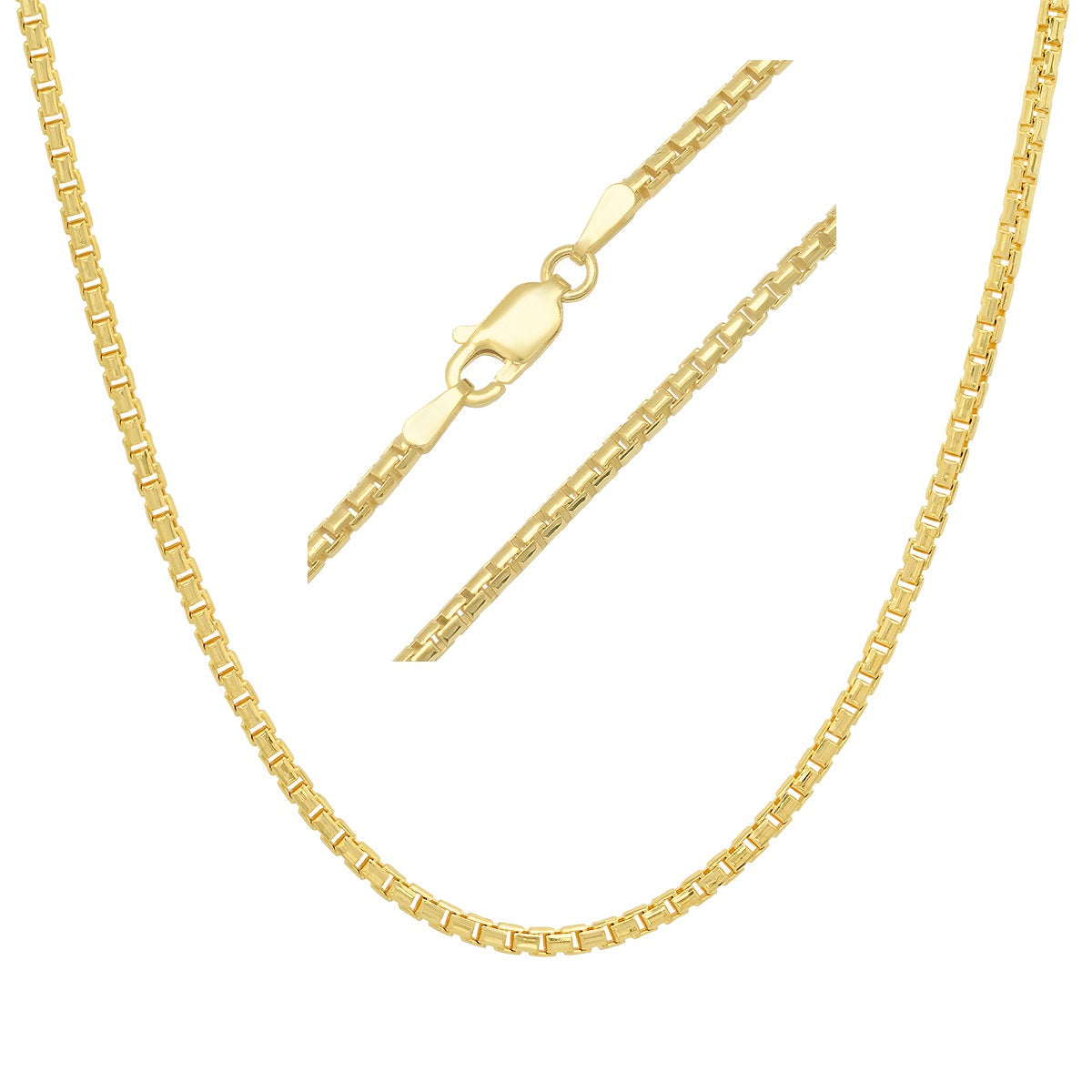 Sterling Silver Italian Unisex Round Box Chain - 18"-24" - Charming Charlie