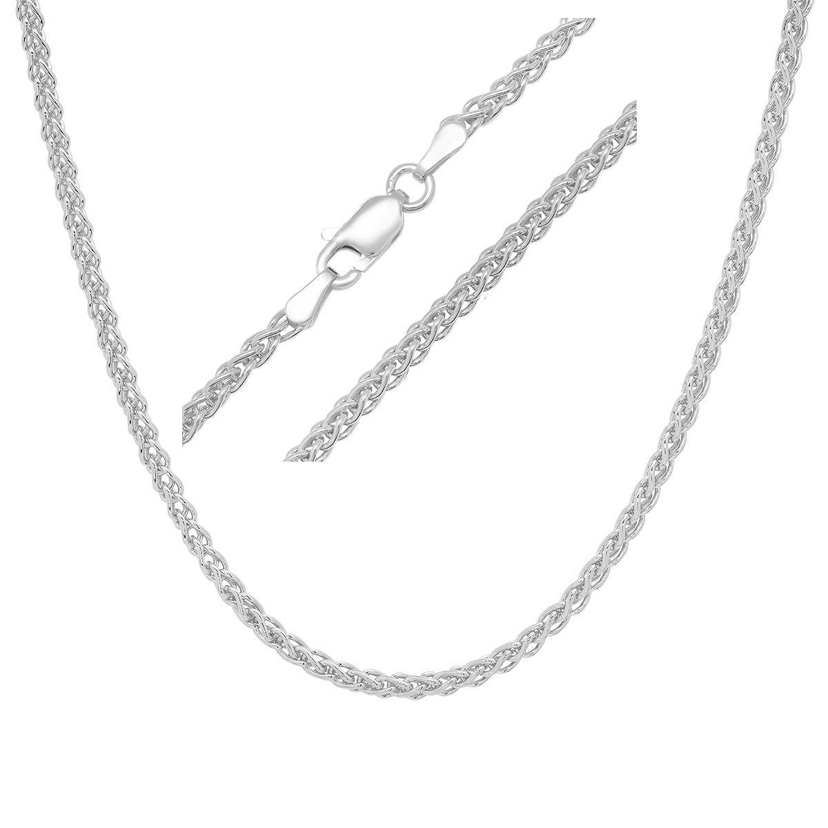 Sterling Silver Italian Unisex Foxtail Wheat Chain - 18"-24" - Charming Charlie
