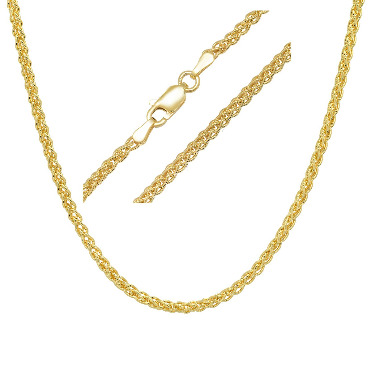 Sterling Silver Italian Unisex Foxtail Wheat Chain - 18"-24" - Charming Charlie