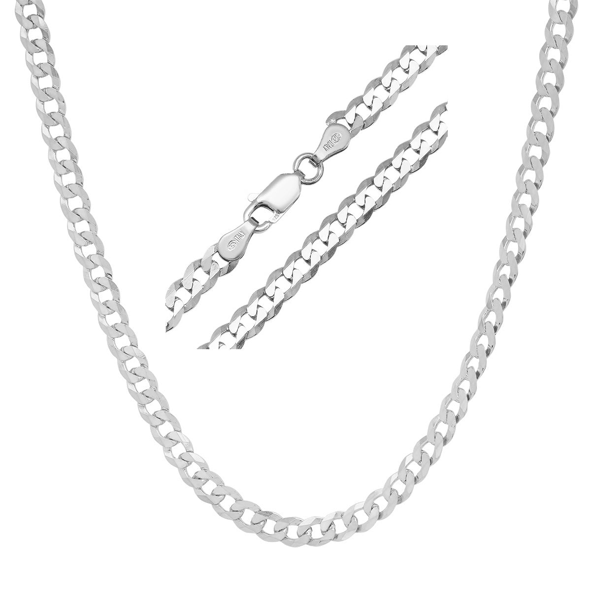 Sterling Silver Italian Unisex Miami Cuban Curb Chain - 18"-24" - Charming Charlie