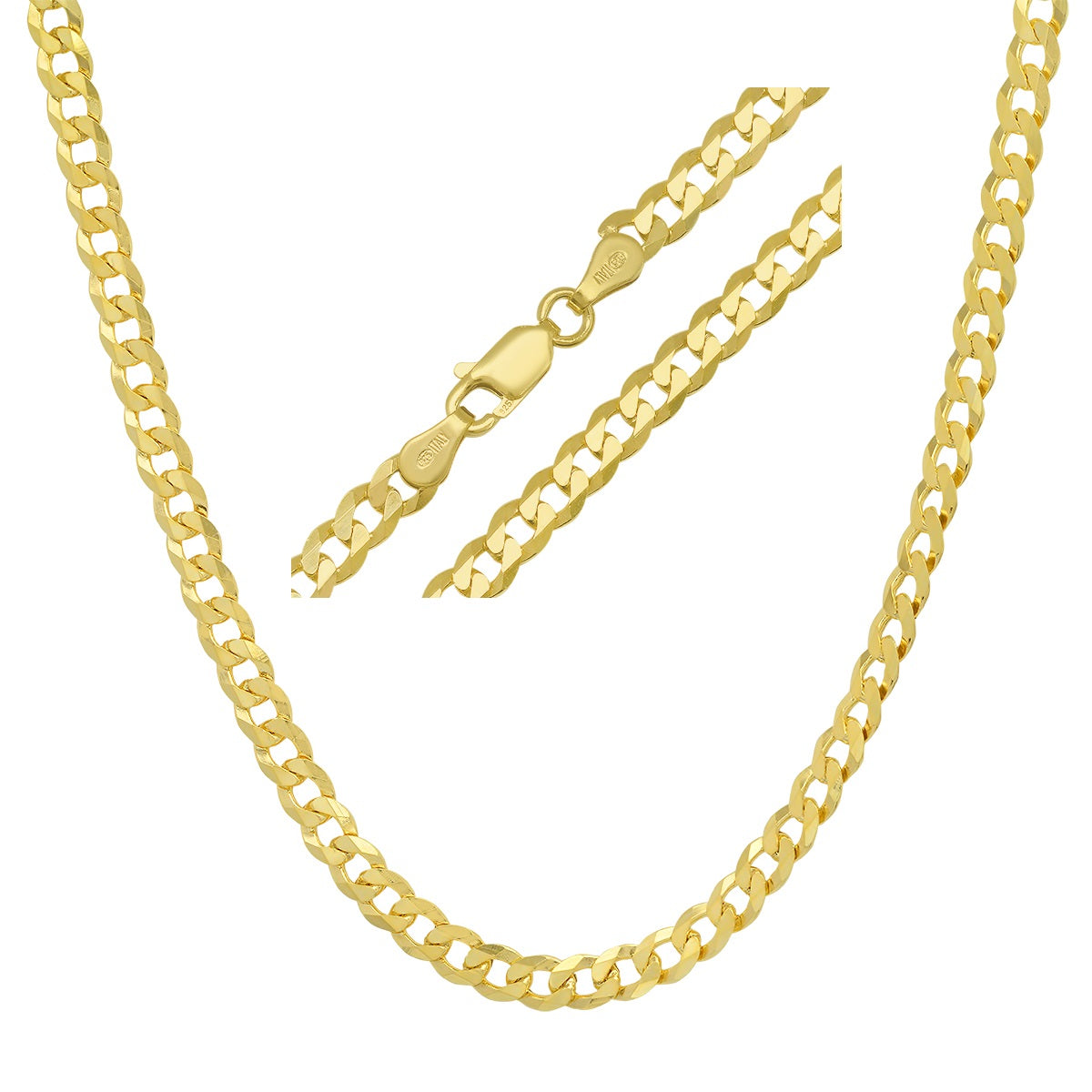 Sterling Silver Italian Unisex Miami Cuban Curb Chain - 18"-24" - Charming Charlie