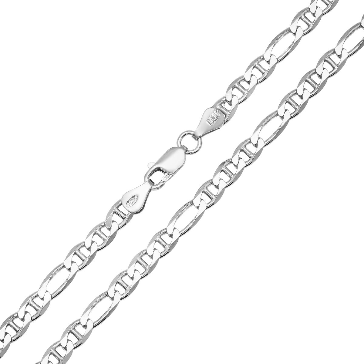Sterling Silver Italian Unisex Figaro Gucci Mariner Chain - 22"-24" - Charming Charlie