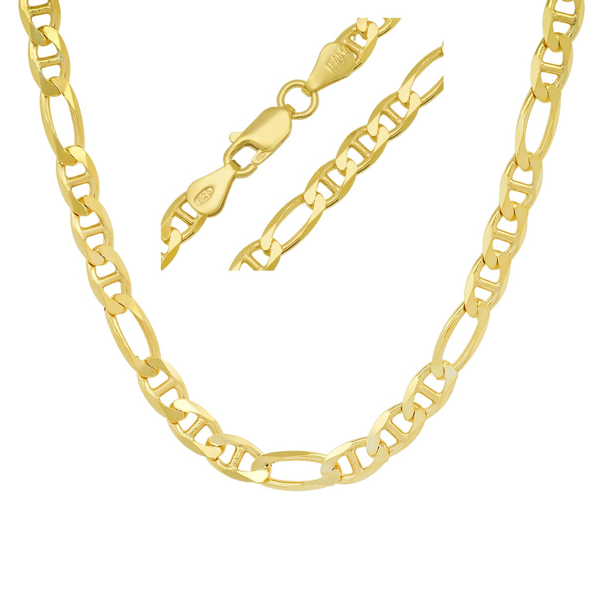 Sterling Silver Italian Unisex Figaro Gucci Mariner Chain - 22"-24" - Charming Charlie