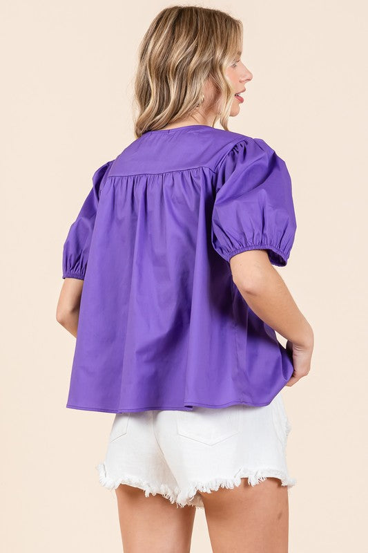 Plus Piping Detail Babydoll Top - Charming Charlie