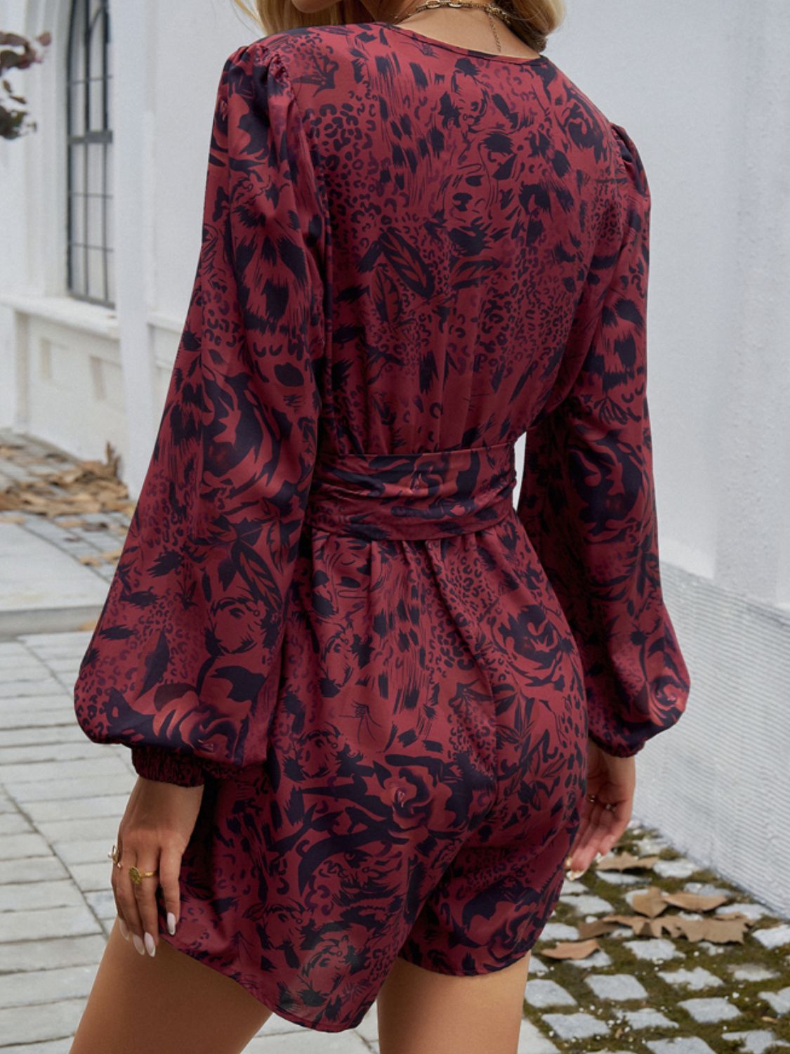 Tied Surplice Long Sleeve Romper - Charming Charlie