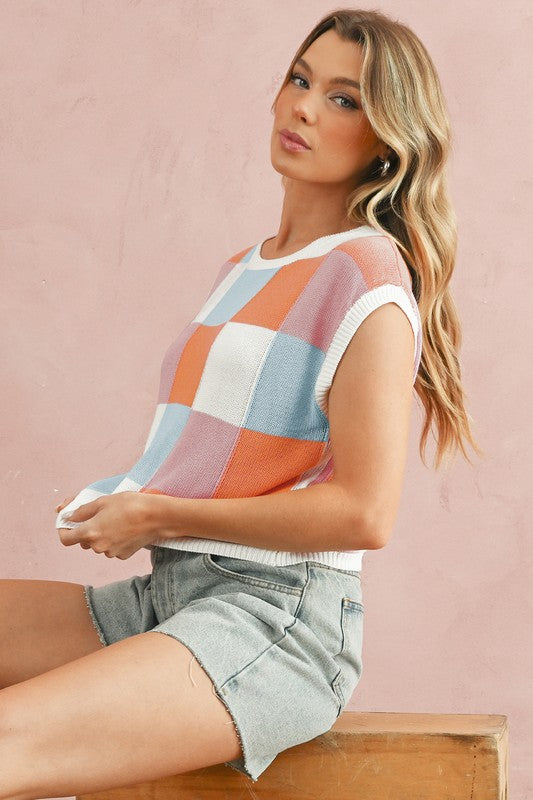 Color Block Cap Sleeve Sweater - Charming Charlie