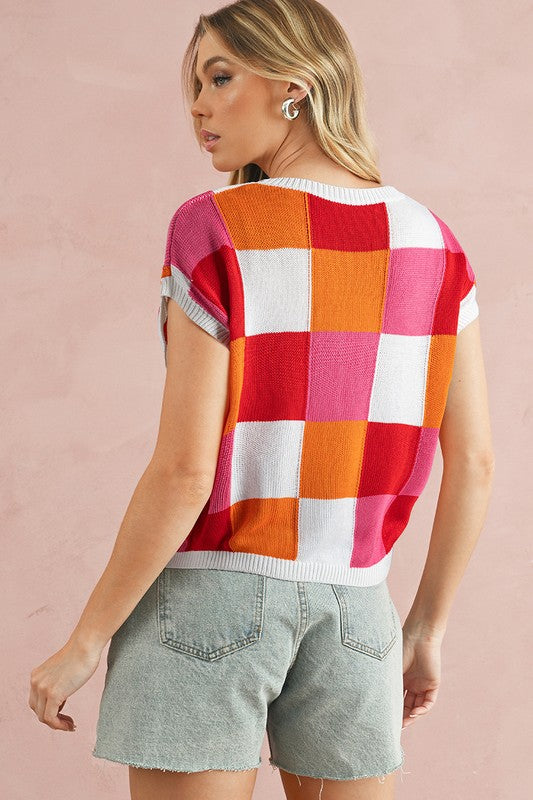 Color Block Cap Sleeve Sweater - Charming Charlie