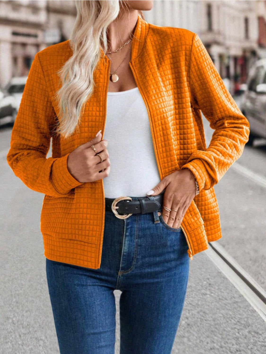Zip Up Long Sleeve Jacket - Charming Charlie