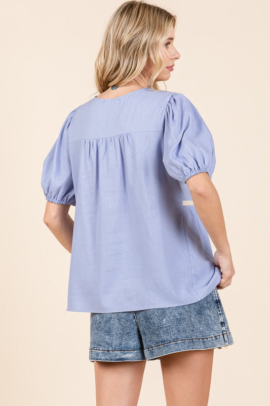 Plus Piping Detail Babydoll Top - Charming Charlie