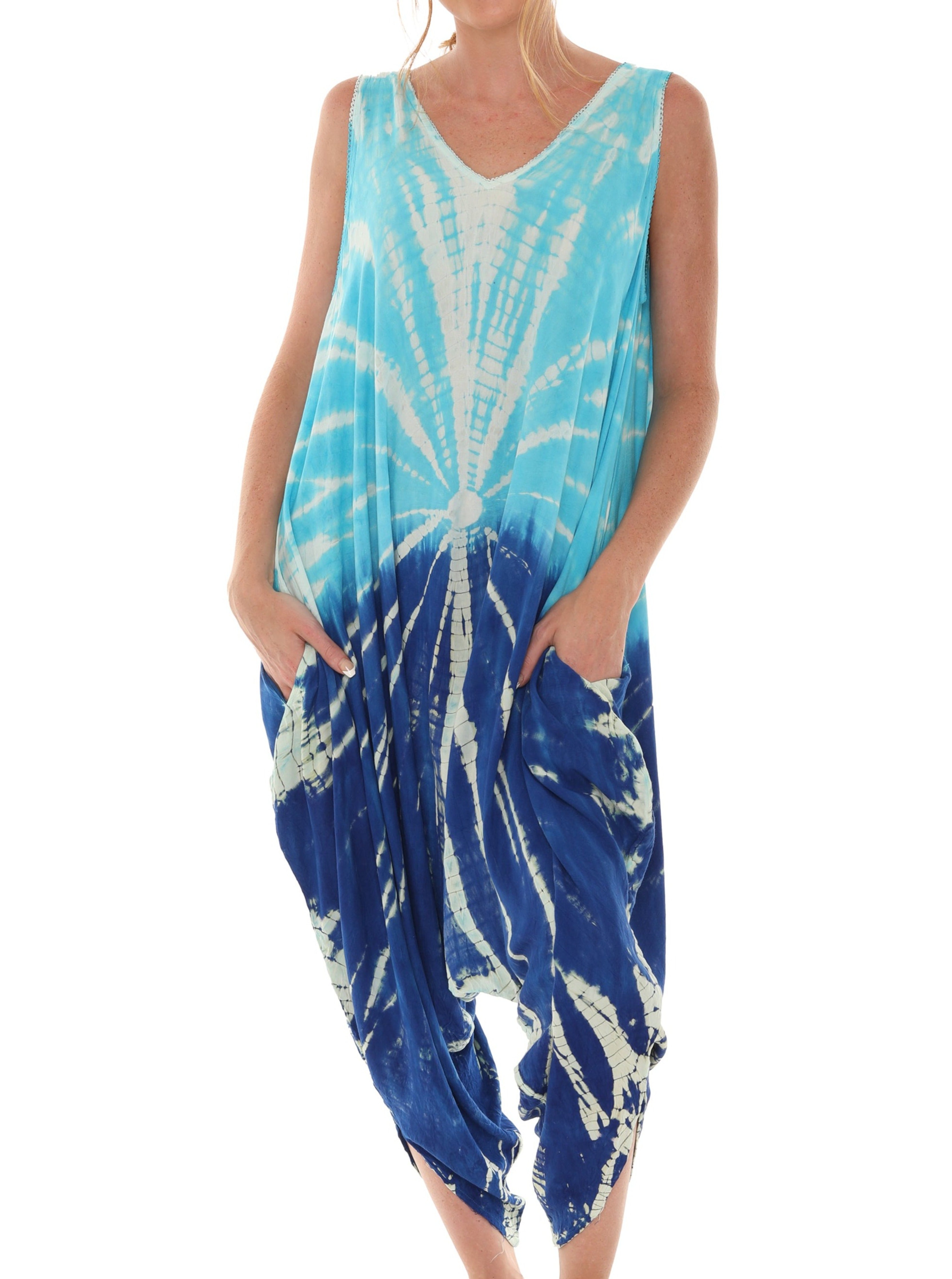 Tie Dye Sleeveless Women Harem Jumpsuit - Shoreline Wear, Inc.