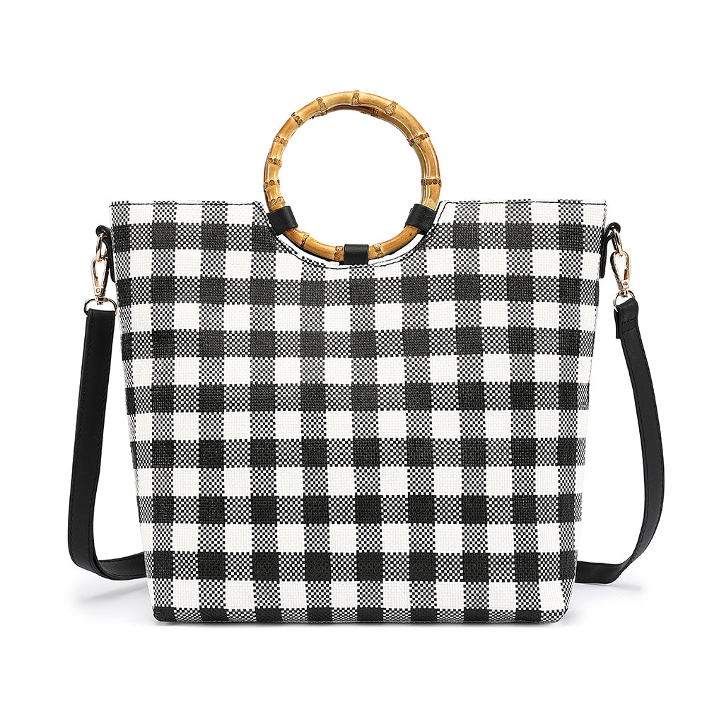Straw Bamboo Ring Handle Tote - Charming Charlie