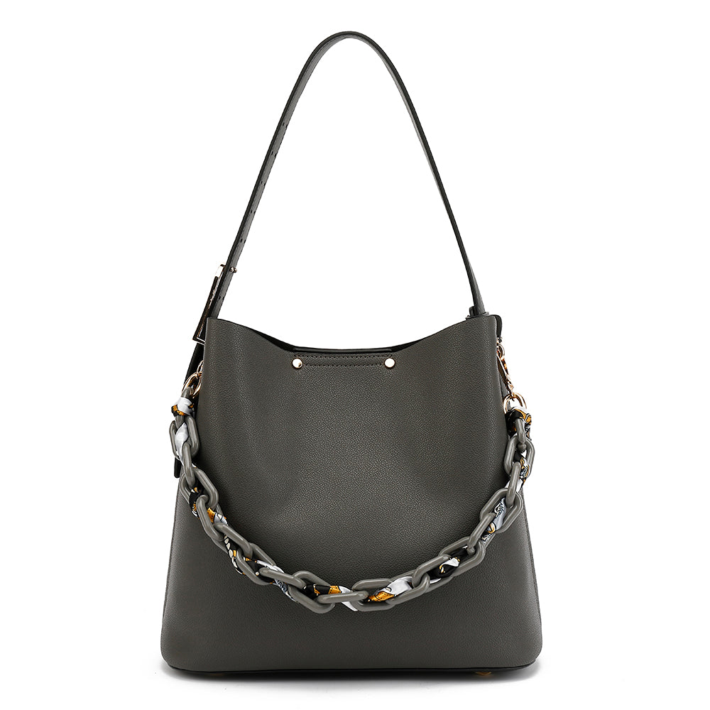 Hobo with Acrylic Chain and Scarf Detail - Charming Charlie