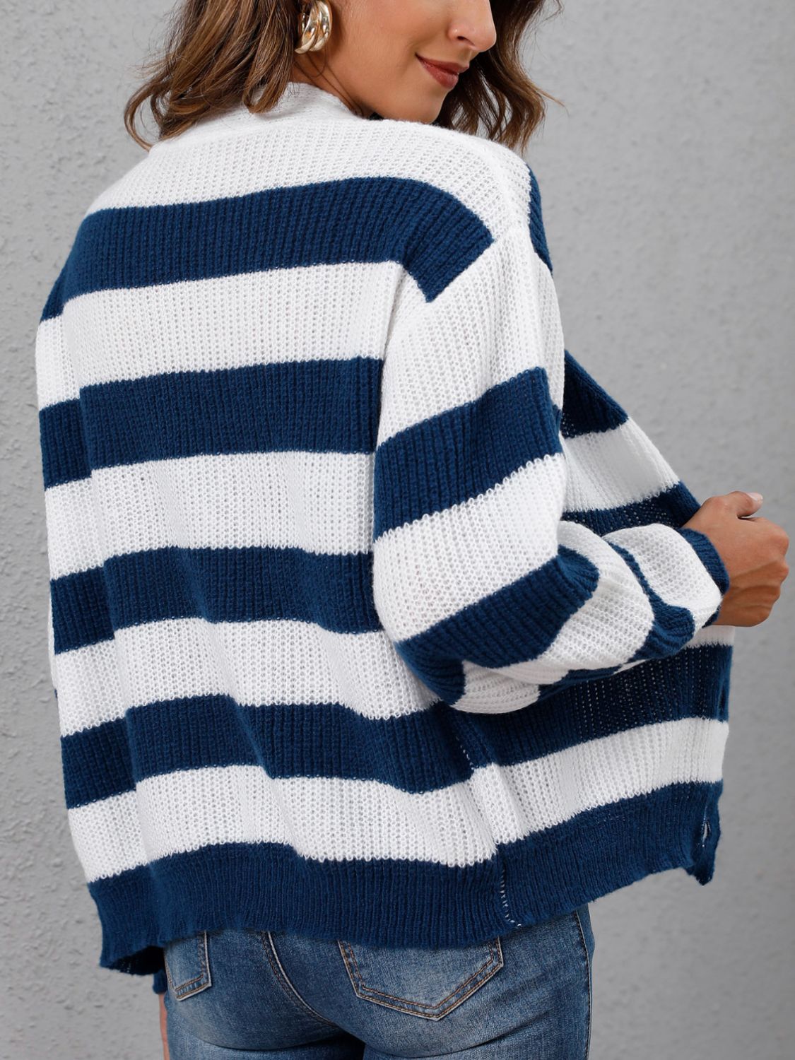 Striped Button Up Long Sleeve Sweater - Charming Charlie
