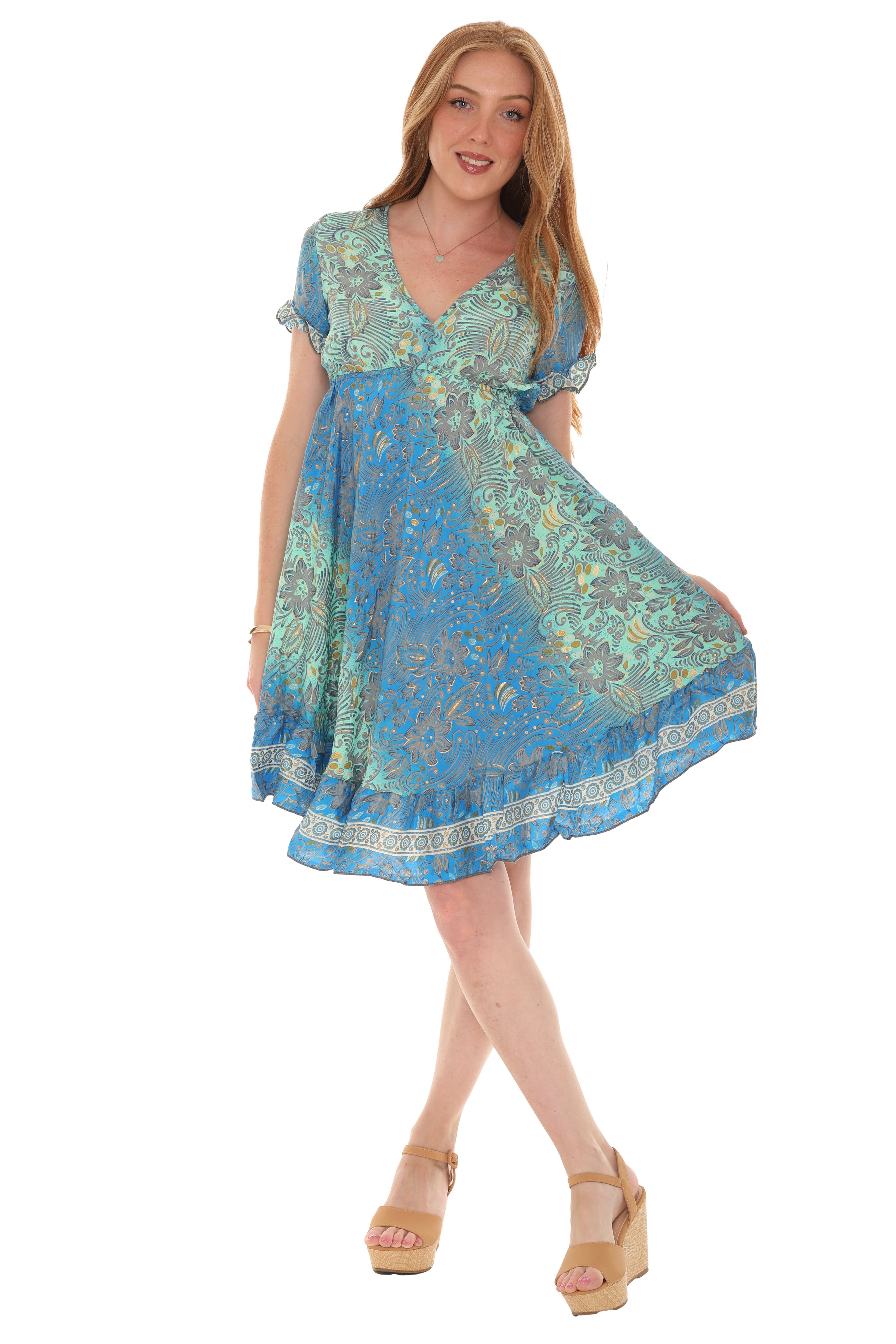 Short Sleeve V-Neck Floral Dress - Charming Charlie
