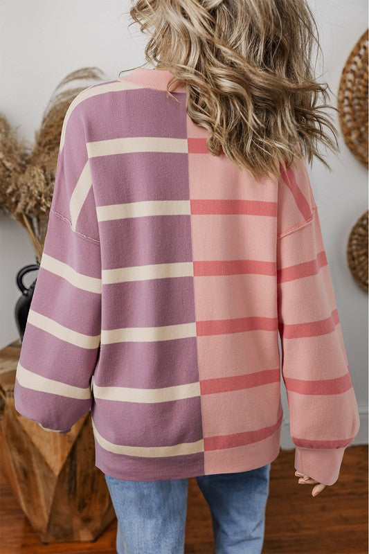 Oversized Contrast Printed Dropped Shoulder Top - Charming Charlie