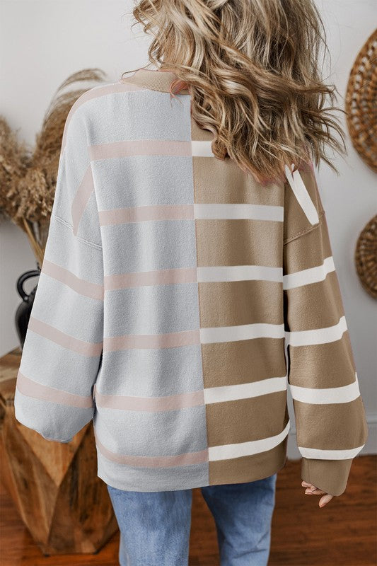 Oversized Contrast Printed Dropped Shoulder Top - Charming Charlie
