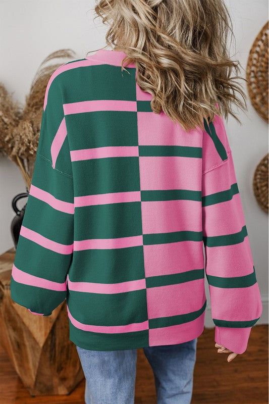 Oversized Contrast Printed Dropped Shoulder Top - Charming Charlie