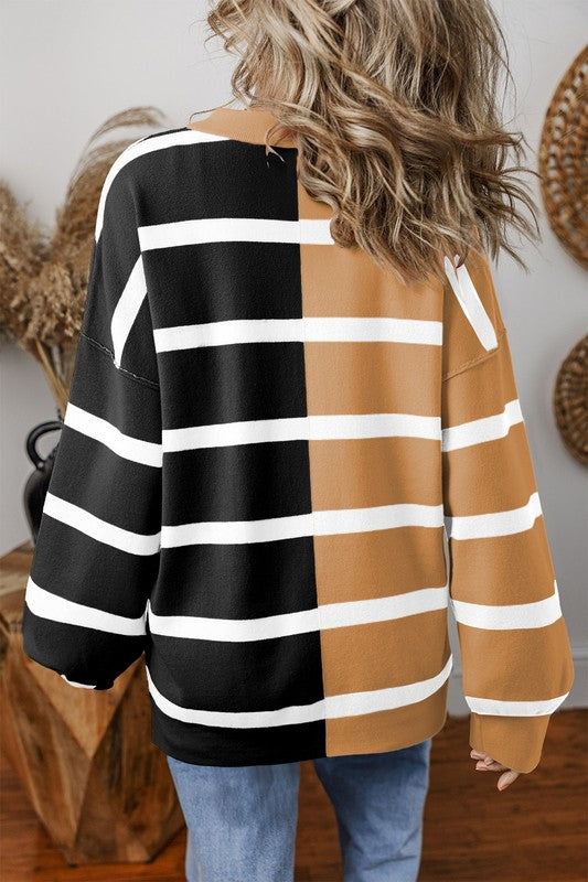 Oversized Contrast Printed Dropped Shoulder Top - Charming Charlie