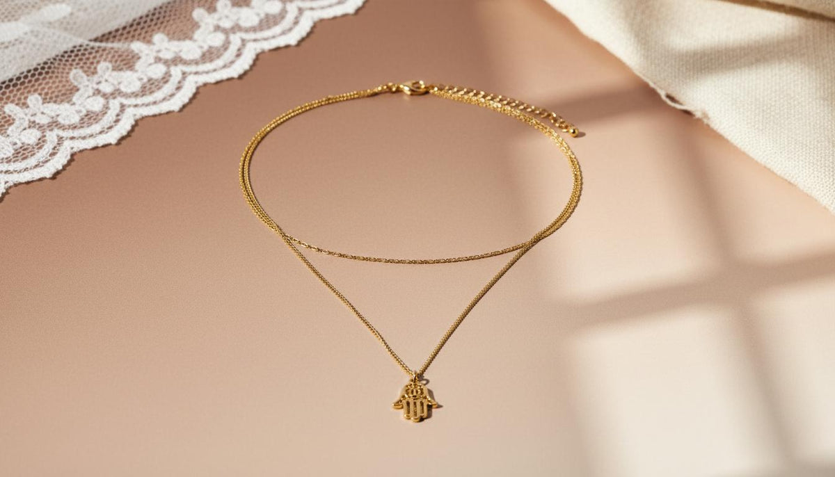 2 Row Gold Hamsa Necklace - Charming Charlie
