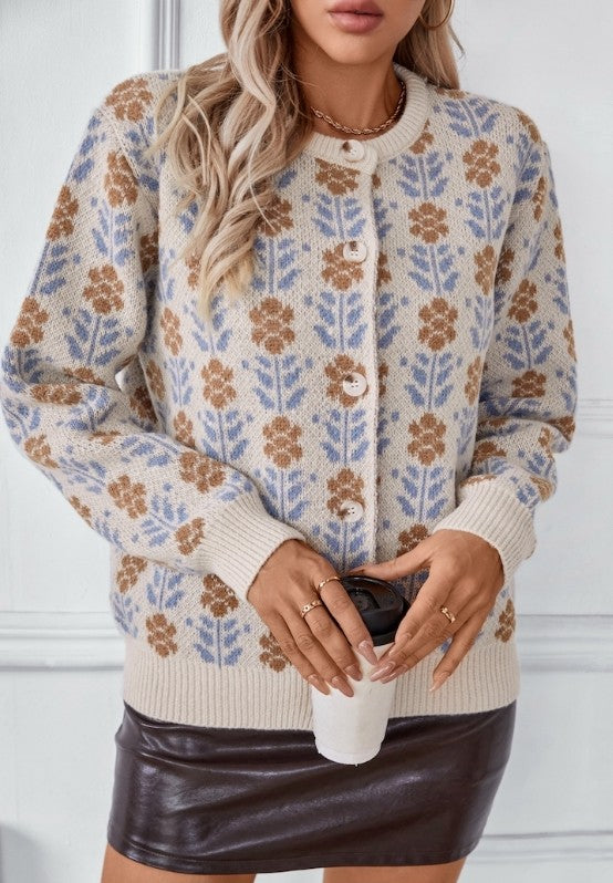 Floral button front cardigan - Charming Charlie