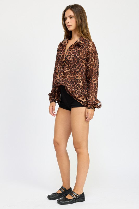 ANIMAL PRINT OVERSIZED SHIRT - Charming Charlie