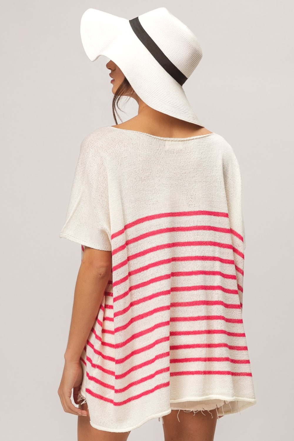 BiBi V Neck Striped Short Sleeve Top - Charming Charlie