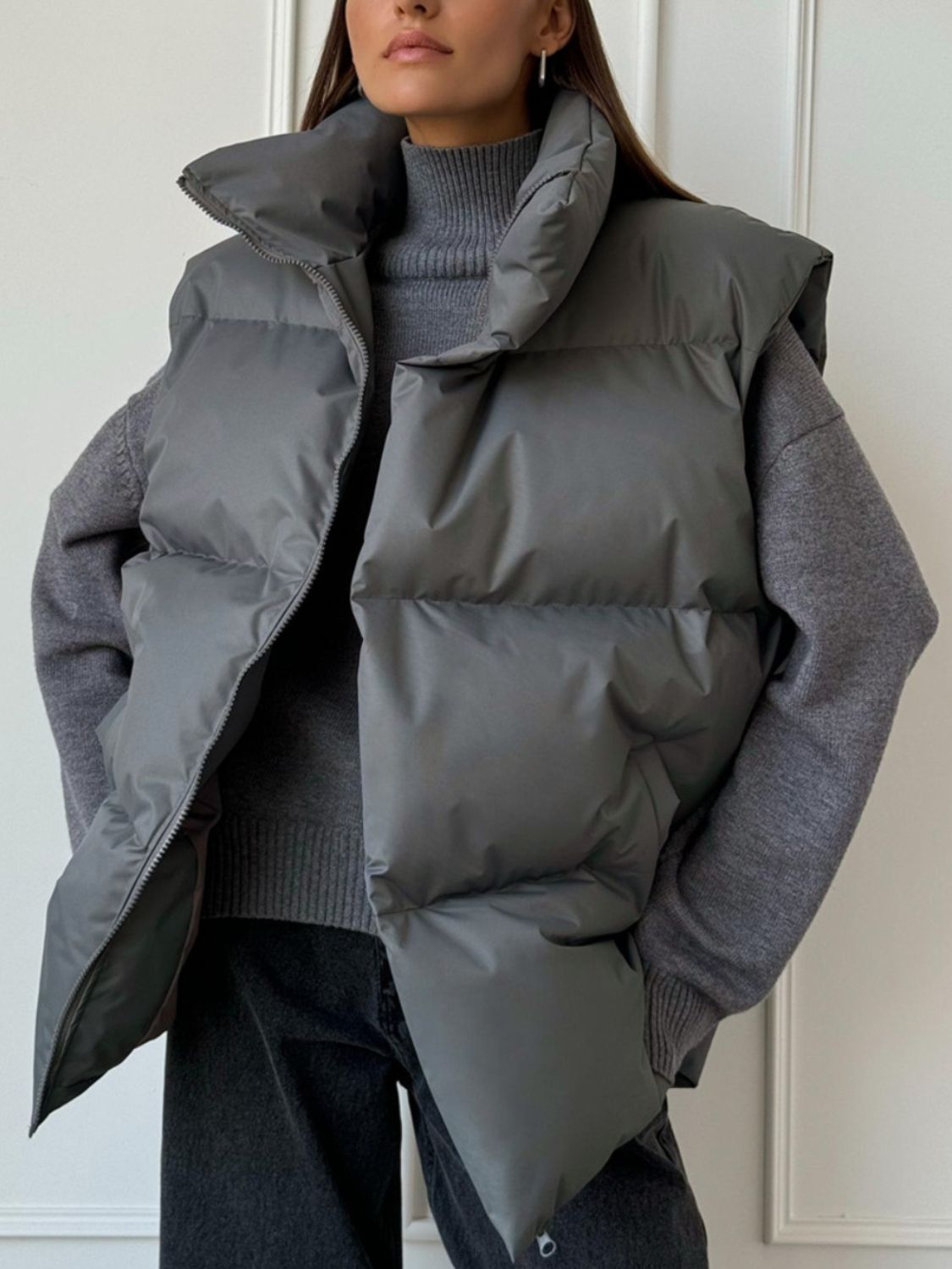 Zip Up Turtleneck Vest Coat - Charming Charlie