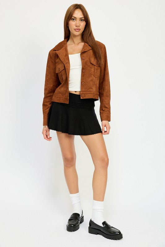 SUDE JACKET WITH POCKETS - Charming Charlie