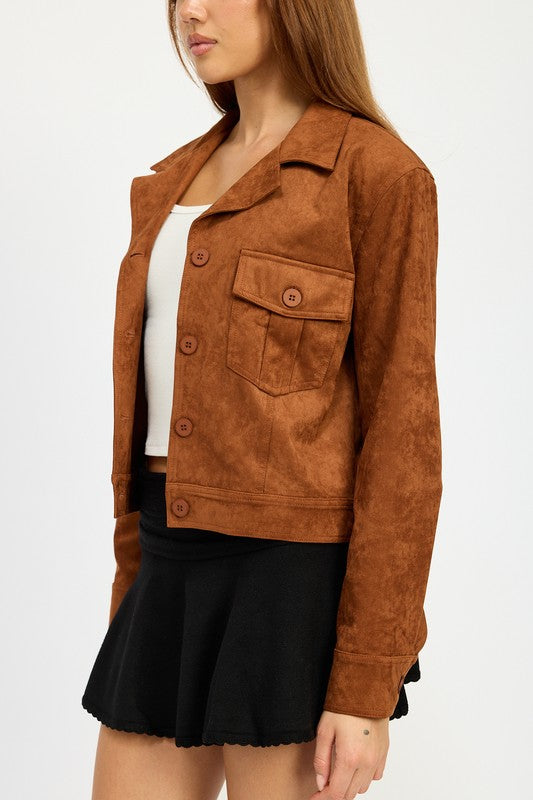 SUDE JACKET WITH POCKETS - Charming Charlie