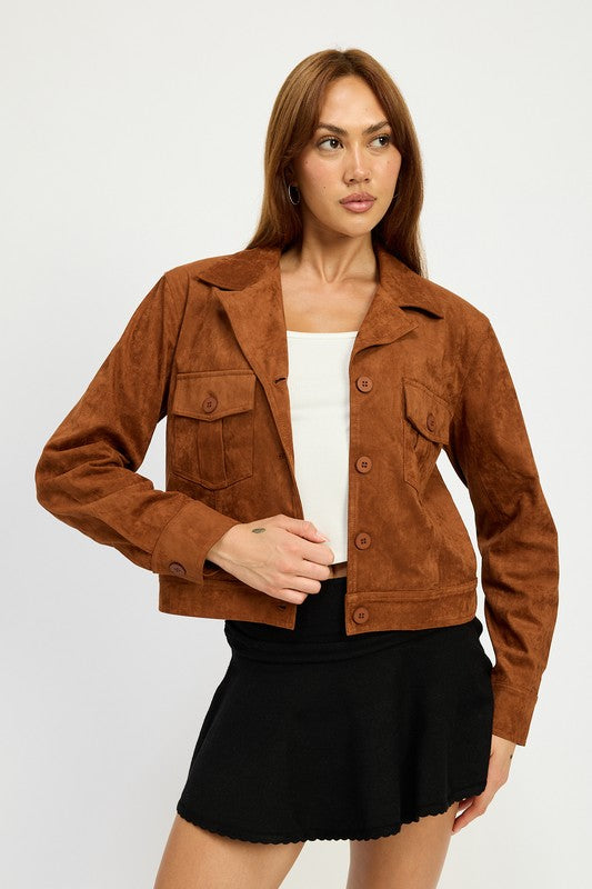 SUDE JACKET WITH POCKETS - Charming Charlie