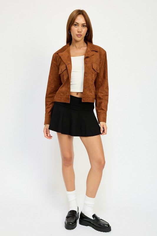 SUDE JACKET WITH POCKETS - Charming Charlie
